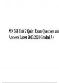 MN 568 Quiz | Exam Questions and Answers Latest 2023/2024 Graded A+