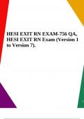 HESI EXIT RN EXAM-756 QA, HESI EXIT RN Exam (Version 1 to Version 7).