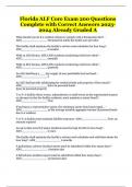 Florida ALF Core Exam 200 Questions Complete with Correct Answers 2023-2024 Already Graded A
