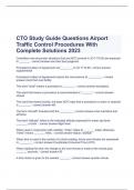   CTO Study Guide Questions Airport Traffic Control Procedures With Complete Solutions 2023