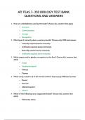 ATI TEAS 7- 350 BIOLOGY TEST BANK QUESTIONS AND ANSWERS