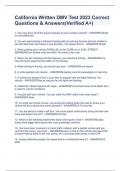 California Written DMV Test 2023 Correct Questions & Answers&lpar;Verified A&plus;&rpar;