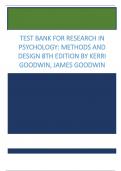 Test Bank for Research in Psychology, Methods and Design 8th Edition by Kerri Goodwin, James Goodwin