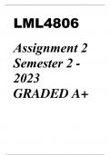 LML4806 ASSIGNMENT 2 SEMESTER 2 2023(ANSWERS/SOLUTIONS)DISTINCTION GUARANTEED!!!