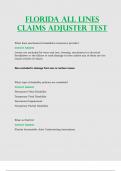Florida All Lines Claims Adjuster Test; All Correct and Graded A (Latest 2023 / 2024)