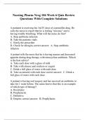 Nursing Pharm Nrsg 106 Week 6 Quiz Review Questions With Complete Solutions