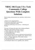 NRSG 106 Exam 3 Ivy Tech Community College Questions With Complete Solutions