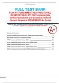 FULL TEST BANK FOR; ATI FUNDAMENTALS PROCTORED EXAM RETAKE| ATI RN Fundamentals Online Questions and Answers| with all Correct Answers |CONFIDENT A+ Score