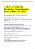 TDLR Licensing and Regulation Exam Questions and Answers All Correct 