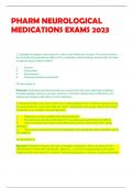 PHARM NEUROLOGICAL  MEDICATIONS EXAMS 2023