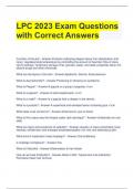 LPC 2023 Exam Questions with Correct Answers 