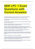 68W LPC 1 Exam Questions with Correct Answers 