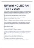 U World NCLEX-RN  TEST 2 2023 questions and correct answers