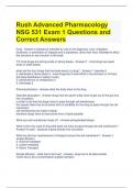 Rush Advanced Pharmacology NSG 531 Exam 1 Questions and Correct Answers 
