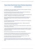 Texas State Real Estate Exam Review Questions and answers