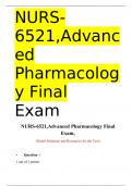 NURS-6521,Advanced Pharmacology FinalExam questions and answers updated