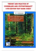 TEST BANK FOR THEORY AND PRACTICE OF  COUNSELING AND ----- PSYCHOTHERAPY  10TH EDITION  COREY
