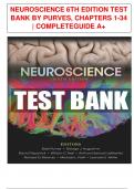 TEST  BANK  FOR NEUROSCIENCE 6TH EDITION BY PAPTERS 1-34  | COMPLETEGUIDE AURVES, CH