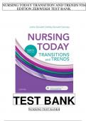 Test Bank for Nursing Today Transition and Trends 9th Edition Zerwekh. All Chapters 1-26.