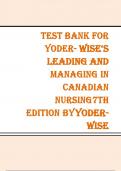 Test Bank For Leading and Managing in Canadian Nursing 7th Edition, Patricia S. Yoder-Wise, Janice Waddell, Nancy Walton||ISBN NO-10 0323449131||ISBN NO-13 978-0323449137||All Chapters||Complete Guide A+