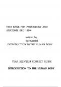 Test Bank for BIO 1100 Anatomy and Physiology