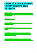 CHEM 161 EXAM 1 Answers LATEST UPDATE 2023 RATED A&plus;