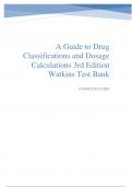  A Guide to Drug Classifications and Dosage Calculations 3rd Edition Watkins Test Bank  COMPLETE GUIDE