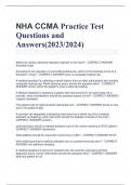 NHA CCMA Practice Test  Questions and  Answers(2023/2024)