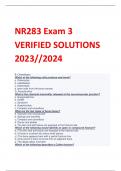 NR283 Exam 3 VERIFIED SOLUTIONS  2023//2024 questions and correct answers 100%