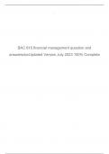 BAC 815&period;financial management question and answers Updated Version July 2023 100&percnt; Complete