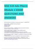 NSG 533 Adv Pharm  Module 1 EXAM  QUESTIONS AND  ANSWERS