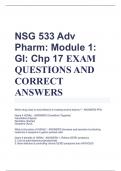 NSG 533 Adv  Pharm: Module 1:  GI: Chp 17 EXAM  QUESTIONS AND CORRECT ANSWERS