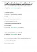 Diving First Aid for Professional Divers &lpar;Chapter Review Questions&rpar; Answered Questions &lpar;Latest Update 2023&rpar;