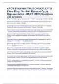CRCR EXAM MULTIPLE CHOICE, CRCR Exam Prep, Certified Revenue Cycle Representative - CRCR (2023) Questions and Answers