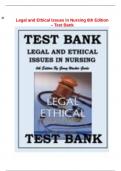 TEST BANK FOR LEGAL & ETHICAL ISSUES IN NURSING&comma; 6TH  and  7TH EDITION BY GINNY WACKER GUIDO