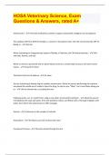 HOSA Veterinary Science&comma; Exam Questions & Answers&comma; rated A&plus;