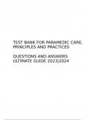 TEST BANK FOR Paramedic Care: Principles 