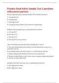 Premier Food Safety Sample Test 2 questions with correct answers