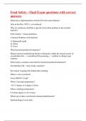 Food Safety - Final Exam questions with correct answers