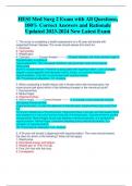 HESI Med Surg 2 Exam with All Questions&comma;  100&percnt; Correct Answers and Rationale  Updated 2023-2024 New Latest Exam