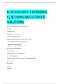 NUR 166 exam 1 HONDROS QUESTIONS AND VERIFIED  SOLUTIONS