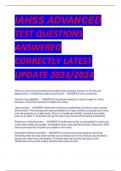 IAHSS ADVANCED TEST QUESTIONS  ANSWERED  CORRECTLY LATEST  UPDATE 2023/2024