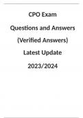 CPO Exam Questions and Answers (Verified Answers) Latest Update  2023/2024