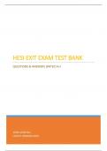 HESI EXIT EXAM TEST BANK  QUESTIONS & ANSWERS (RATED A+)