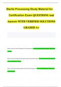 Sterile Processing Study Material for  Certification Exam QUESTIONS And  Answers WITH VERIFIED SOLUTIONS  GRADED A&plus;