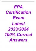 EPA Certification Exam  Latest 2023/2024 100% Correct Answers