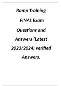 Ramp Training  FINAL Exam  Questions and Answers (Latest 2023/2024) verified Answers.