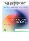 Test Bank for Introduction to Critical Care Nursing 8th Edition by Mary Lou Sole | 9780323641937 | Verified Answers