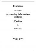 TESTBANK  TO ACCOMPANY  ACCOUNTING INFORMATION SYSTEMS  5TH EDITION  BY  PARKES ET AL.