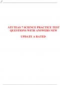 ATI TEAS 7 SCIENCE PRACTICE TEST QUESTIONS WITH ANSWERS NEW UPDATE A RATED EXAM